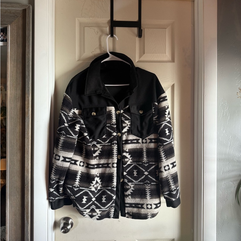 Black & White Aztec Print Shacket